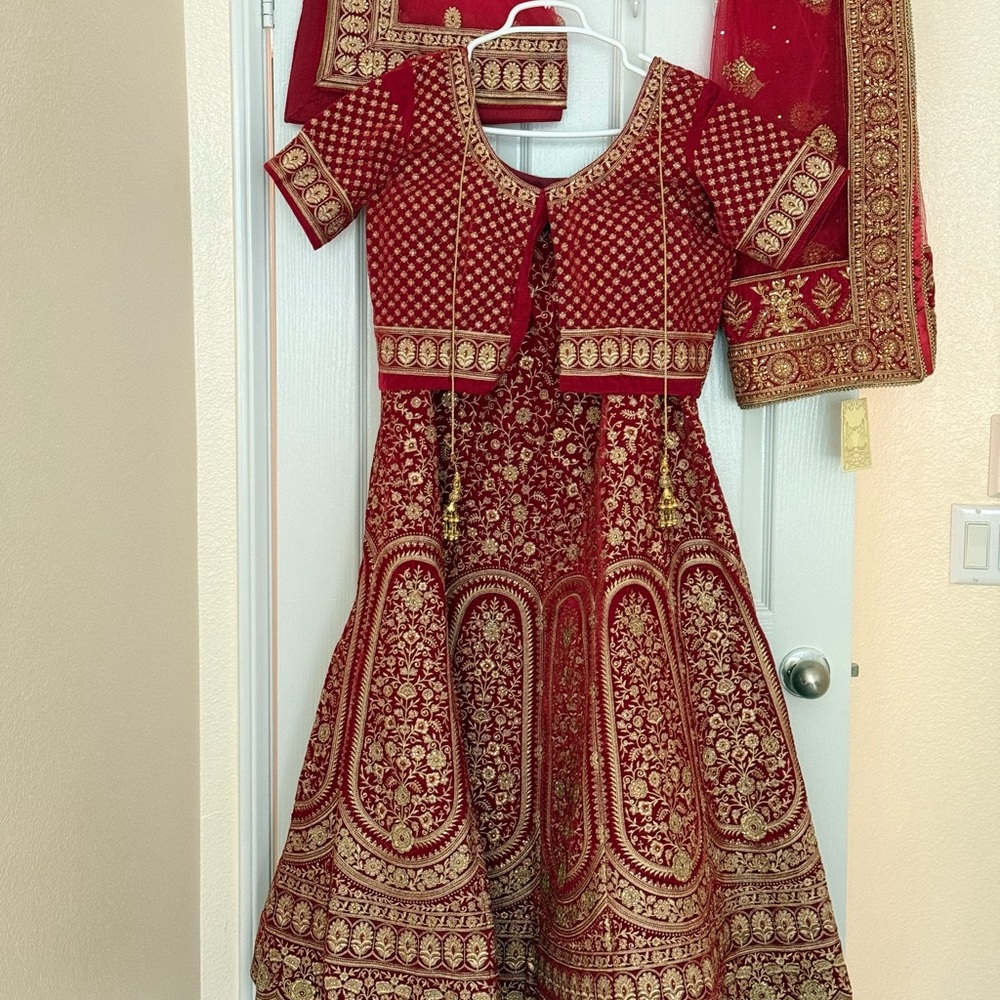 Exquisite Red and Gold Women's wedding Lehenga